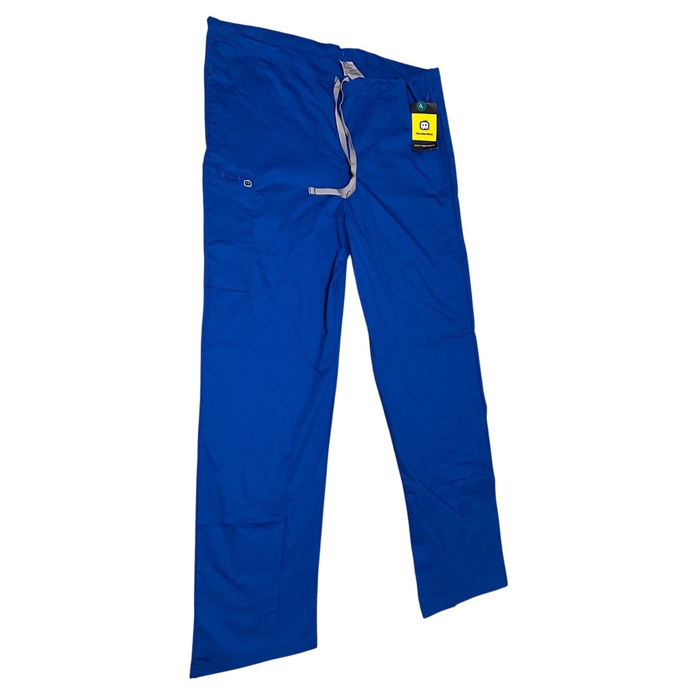 WonderWink Royal Blue Scrub Pants L unisex Cargo Pocket Drawstring Medical NEW